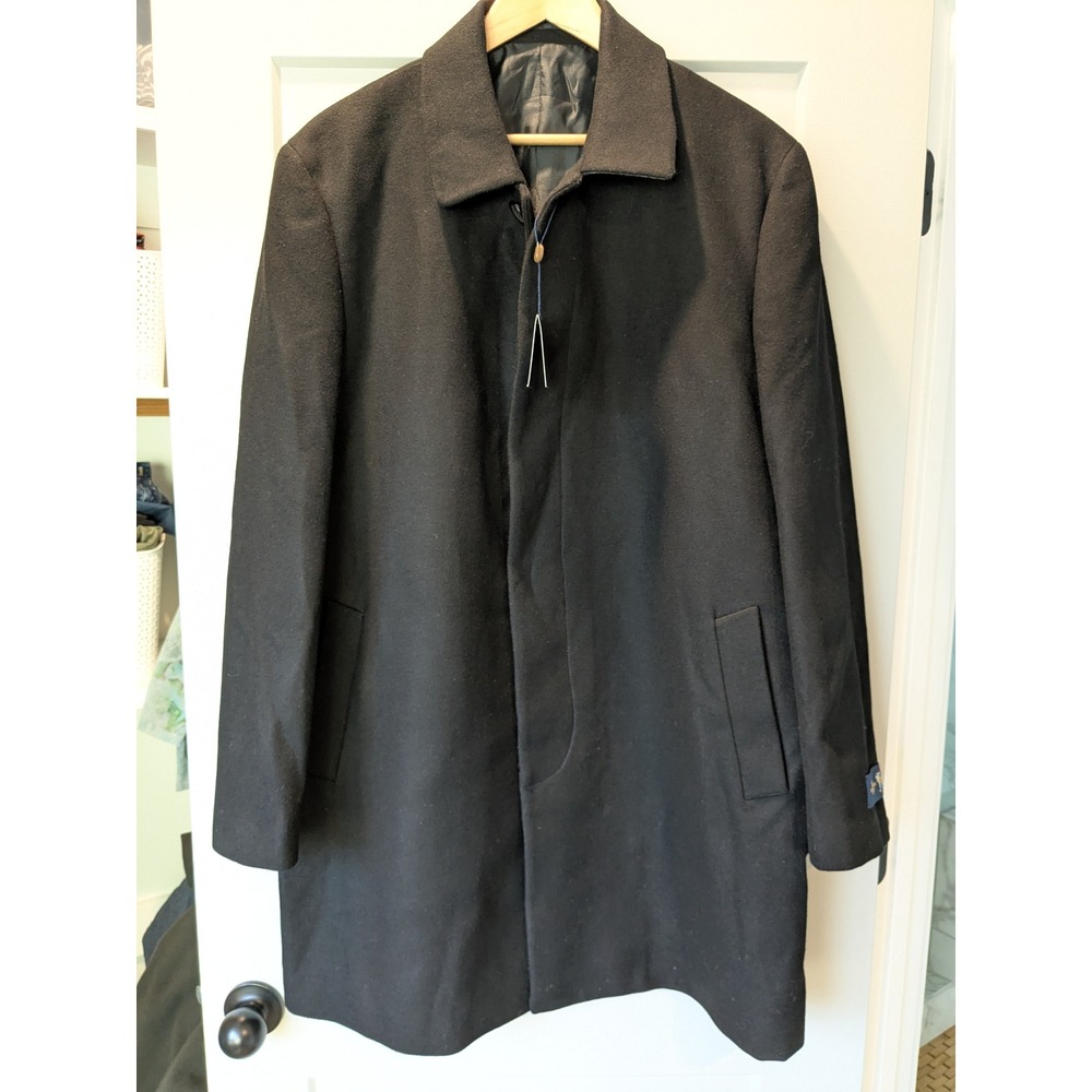 Hart Schaffner Marx Men's Black Pilot Topper Wool Blend Coat Size 46R‎ NEW
